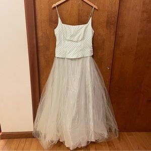 VINTAGE Y2K | Green Tulle Rhinestone Prom Formal Gown